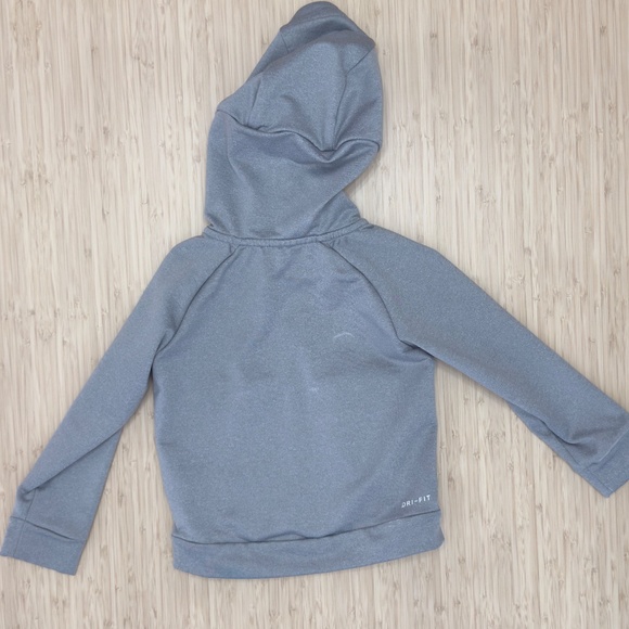 Kids Nike Dri Fit Light Gray Full Zip Hooded Long Sleeve Sweatshirt - size 2T - Picture 4 of 5